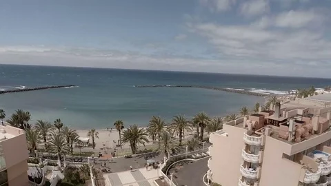 Tenerife hotels. Aerial view Stock Footage