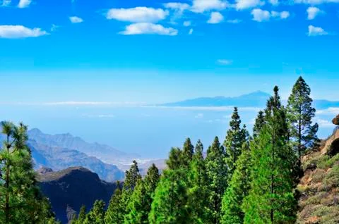 Tenerife island and mount teide seen from the llano del roque nublo in gran c Stock Photos