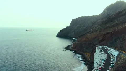 Tenerife, Top view of the cliffs next to the ocean, San Andres Stock Footage 164855964