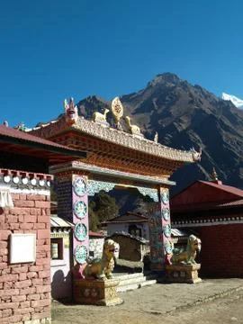 Tengboche Monastery in Everest Base Camp trek in Nepal Stock Photos