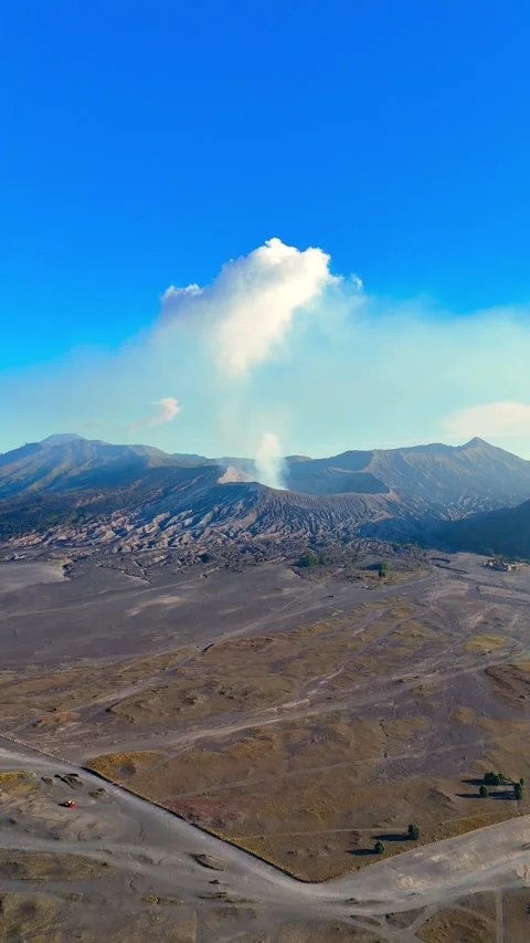 Tengger Caldera with Active Mount Bromo Volcano, East Java Stock Footage 316112201