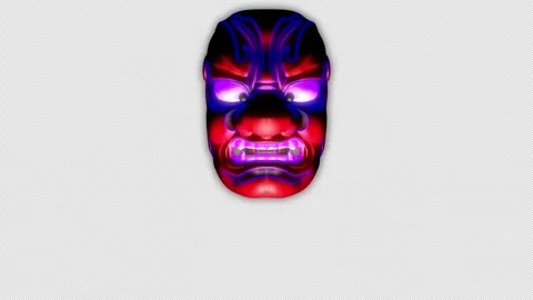 A tengu mask approaching from the back (loop, with Alpha Channel) Stock Footage 332975542