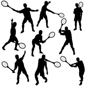 Tenis silhouette set Stock Illustration
