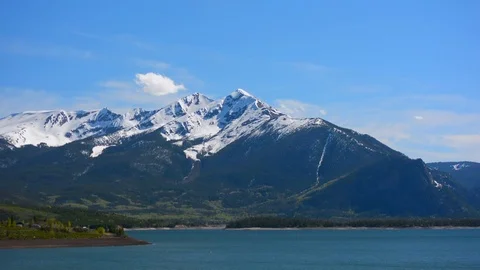 Tenmile Mountain Range and Dillon Reservoir in the Colorado Rockies Stock Footage 111849032