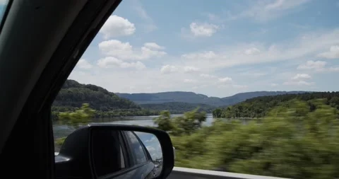 Tennesee River out a car window from the Highway Stock Footage 220033610