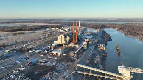 TENNESSEE - 2023 - An implosion set by the TVA takes down chimneys as the Allen 스톡 동영상 327648528