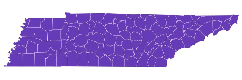 Tennessee administrative map. counties map of Tennessee, blank Map, empty m.. Stock Illustration