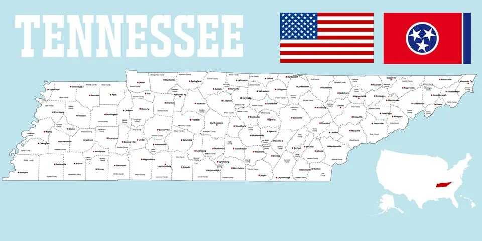Tennessee county map Illustrazione stock
