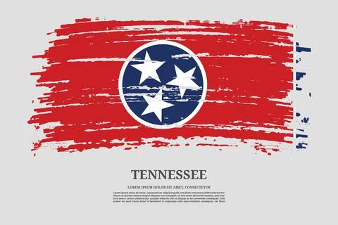 Tennessee flag with brush stroke effect and information text poster, vector Illustrazione stock