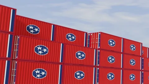 Tennessee flag containers are located at the container terminal. Video stock 160821891