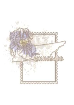 Tennessee Map With Flower Stock-Illustration