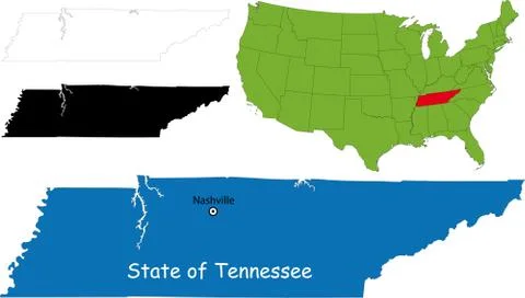 Tennessee map Stock Illustration