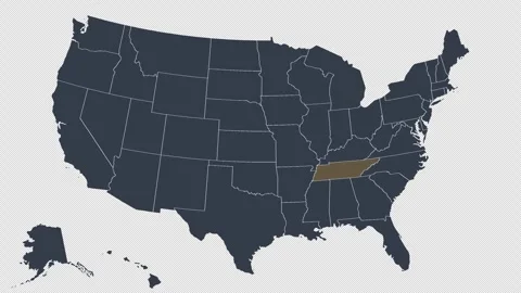 Tennessee Pulsing on US Election Map Animation Seamless Loop Alpha Channel 4K Video stock 341308301