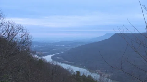 Tennessee River from mountain side Stock Footage 65425685