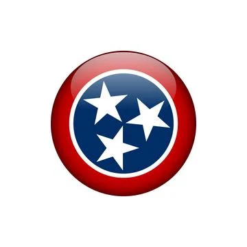 Tennessee Round Circle Button Flag of the US States Vector Template Stock Illustration
