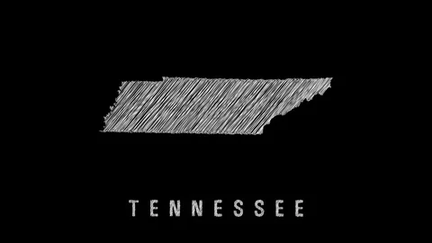 Tennessee scribbled state shape on black Video stock 312112857