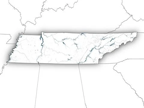 Tennessee shape with state borders, white map Illustrazione stock