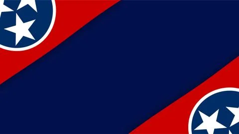 Tennessee State Flag Inspired Diagonal Banner Background with Tri Star Embl.. Stock Illustration