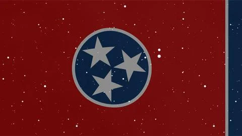 Tennessee state flag with starry night sky texture background. Illustration