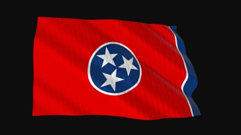 Tennessee state flag waving on black background seamless loop Vídeos de archivo 344678212
