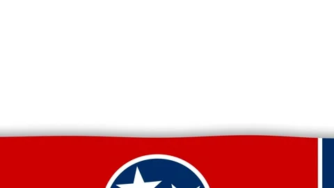 Tennessee State Flag Waving at Bottom of Screen with White Copy Space Backg.. Stock Footage 346037213