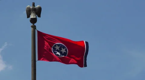 The Tennessee State Flag Waving in the Wind Stock Footage