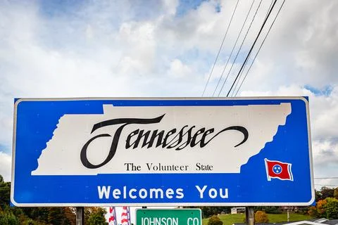 Tennessee State Line Sign Stock Photos