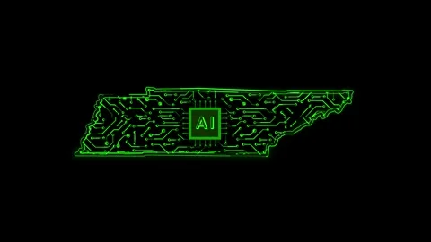 Tennessee State Map AI Chipset Technology Opener Stock Footage 337093234