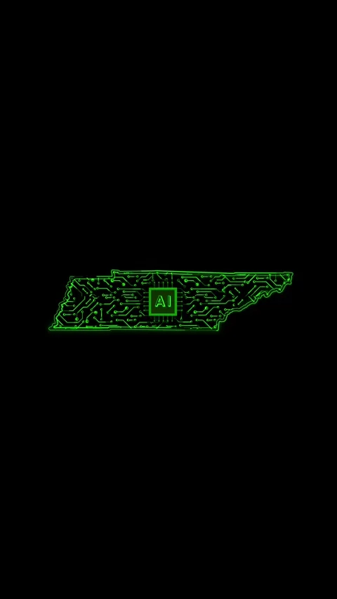 Tennessee State Map AI Chipset Technology Opener 스톡 동영상 337184461