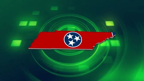 Tennessee State Map and Flag Background Stock Footage 344649127