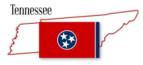Tennessee state map and flag Illustrazione stock