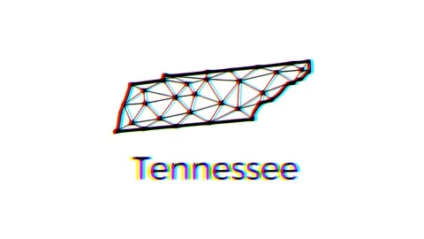 Tennessee state map animation in polygonal style with glitch effect Stock Footage 248596211