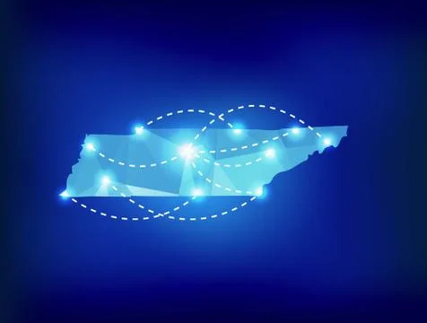 Tennessee state map polygonal with spot lights places Illustrazione stock