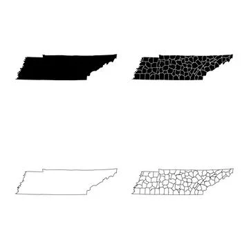 Tennessee State Outline and Solid Fill Map Set. Ilustração Stock