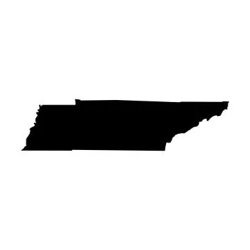 Tennessee, state of USA - solid black silhouette map of country area. Simple 스톡 일러스트
