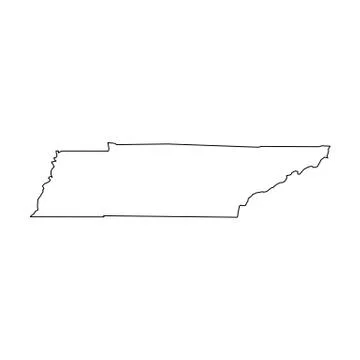 Tennessee, state of USA - solid black outline map of country area. Simple flat Stock Illustration