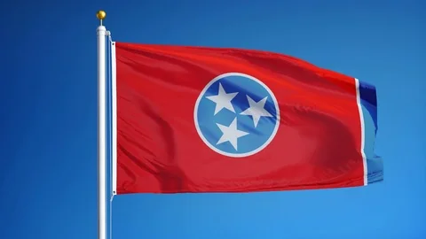 Tennessee (U.S. state) flag in slow motion seamlessly looped with alpha Stock Footage 70005419