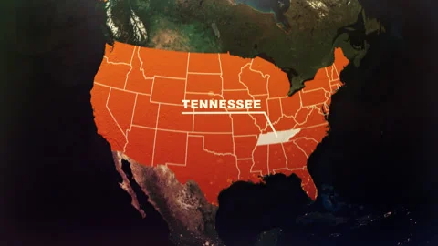 Tennessee US State Satellite Map Animation V1 Stock Footage 304113402
