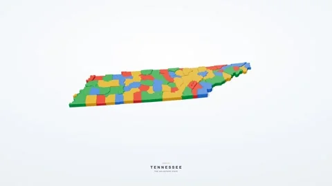 Tennessee USA state map 3D animation seamless loop Stock Footage 341069806