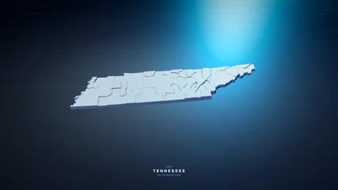 Tennessee USA state map with glowing tech digital network style Stock Footage 340614197