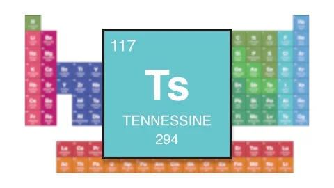 Tennessine Element 117 of the periodic table motion video 스톡 동영상 344806667