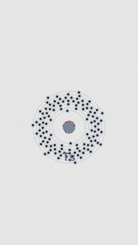 Tennessine Ts Bohr Atom Model Clean No Text Overlay Alpha 4K Vertical 9x16 Light Stock Footage 339497204