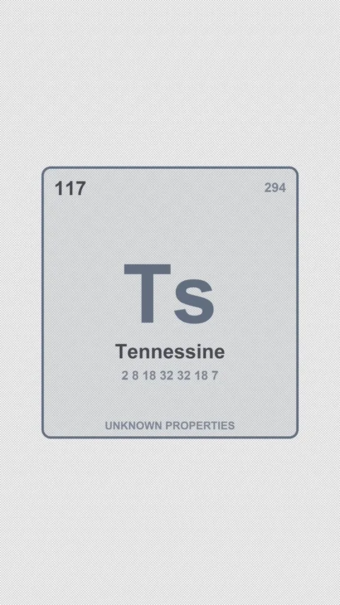 Tennessine Ts Periodic Table Element Tile Labeled Alpha 4K Vertical 9x16 Light Stockbeeldmateriaal 339497059