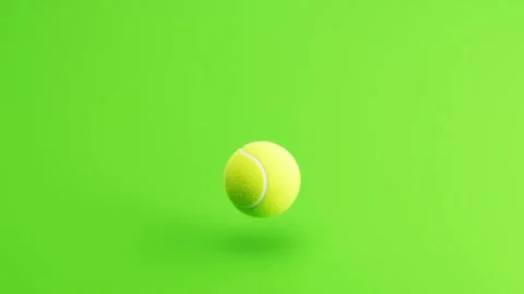 Tennis Ball Bouncing on Green Background, Seamless Loop 3D Animation Stock Footage 334117305