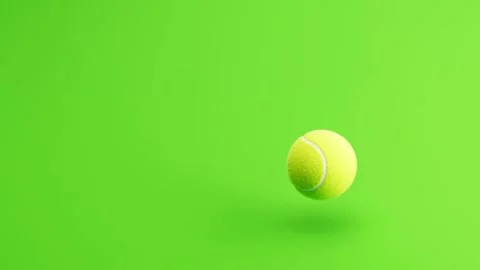 Tennis Ball Bouncing on Green Background with Copy Space, Seamless 3D Animation Stock Footage 334117361