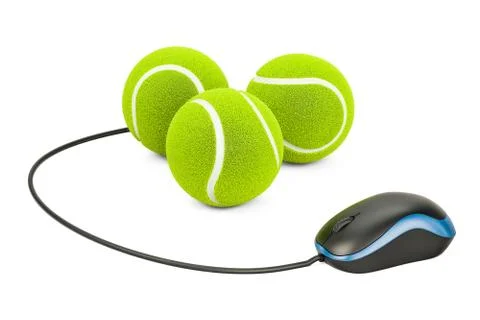 Tennis ball with computer mouse, 3D rendering Stock Illustration