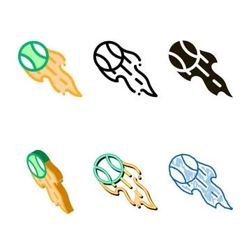 Tennis ball flame icon vector multipack outline 스톡 일러스트