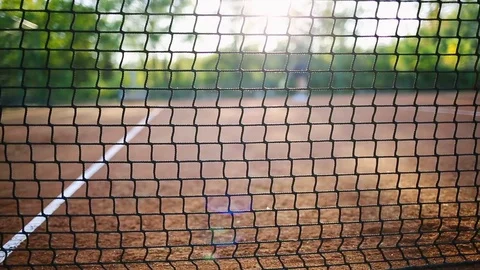 Tennis ball hitting the net Stock Footage 84294379