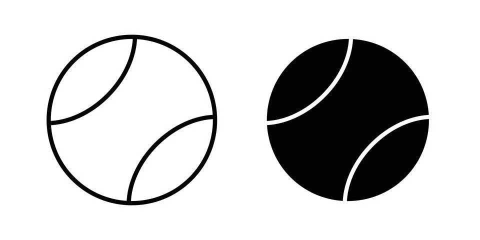 Tennis ball icon solid, line, and editable vector set. Stock Illustration