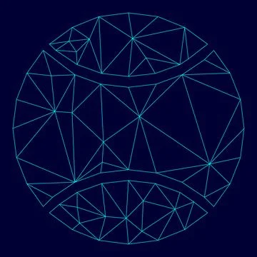 Tennis ball low poly triangulation triangulated polygonal electric cyan blue  Stock Illustration